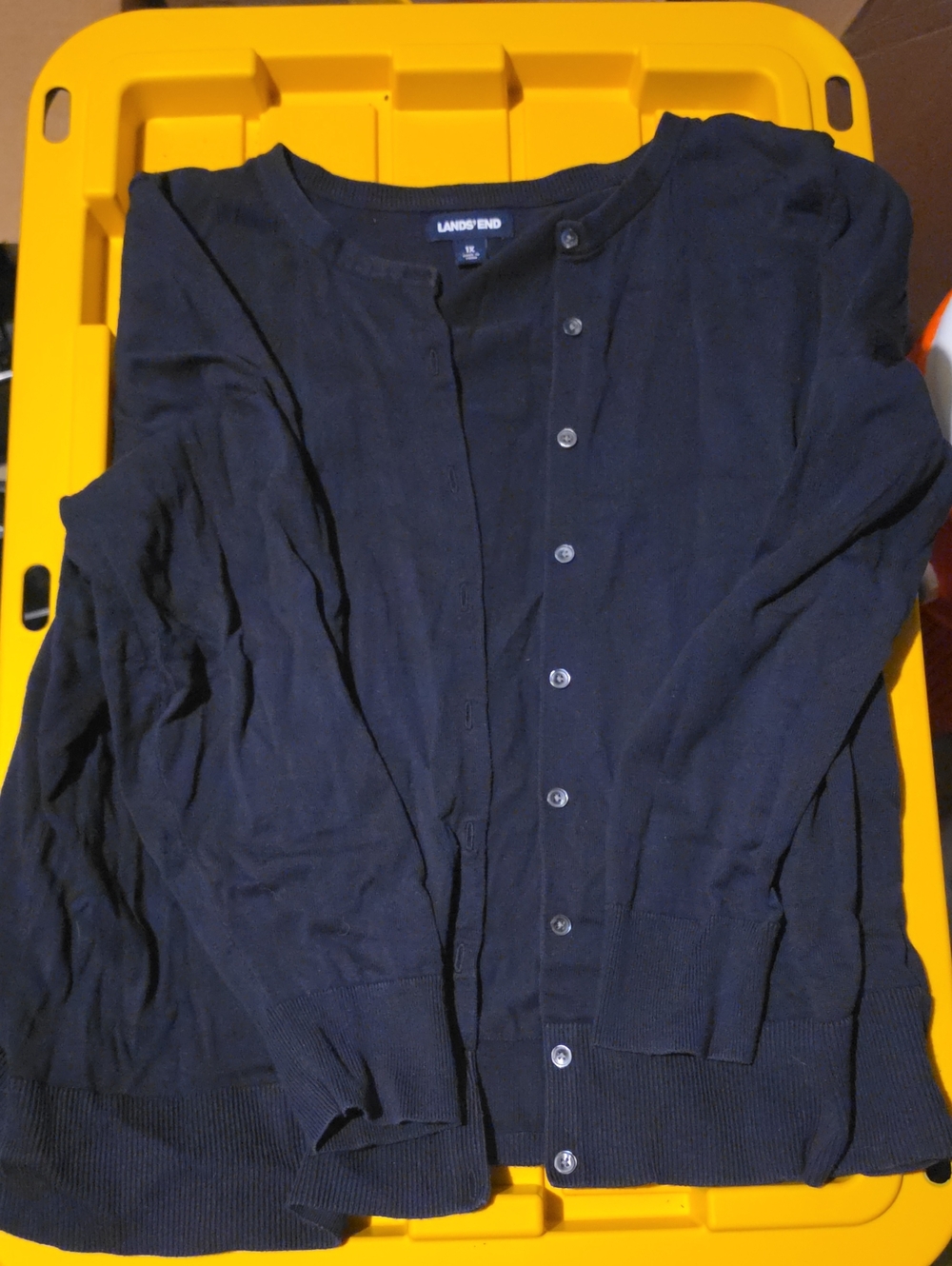 Lands' End Women's Black Long Sleeve Button Down Shirt